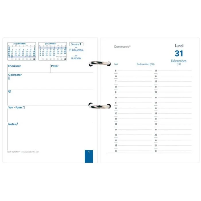 Recharge pour bloc éphéméride 2026 - Bloc Planning QUO VADIS