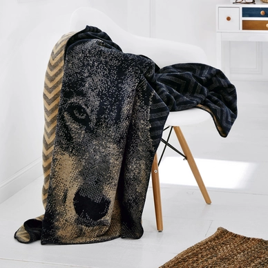 Jacquard Decke s.Oliver Wolf Blau