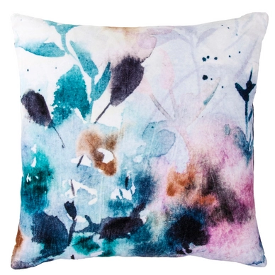 Coussin Walra Velvet Flower Blanc Bleu (45x45 cm)