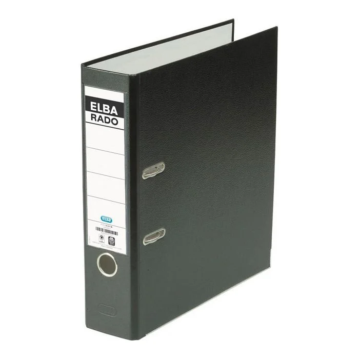 Classeur à levier - Dos 80 mm - Noir ELBA Rado Brillant