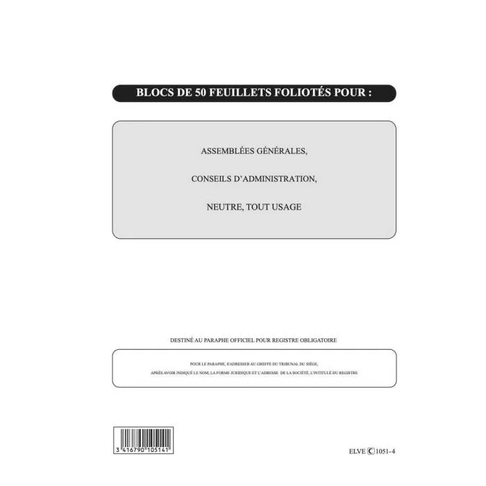 Recharge pour registre juridique - 50 feuillets ELVE