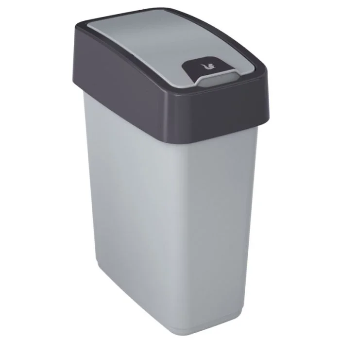 Poubelle avec couvercle - 10 litres - Argent/Anthracite KEEEPER Magne