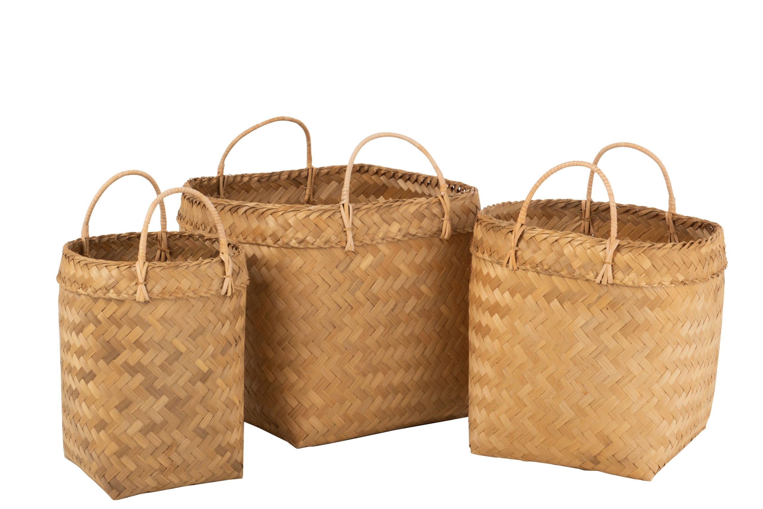 Set de 3 panier carre rotin naturel