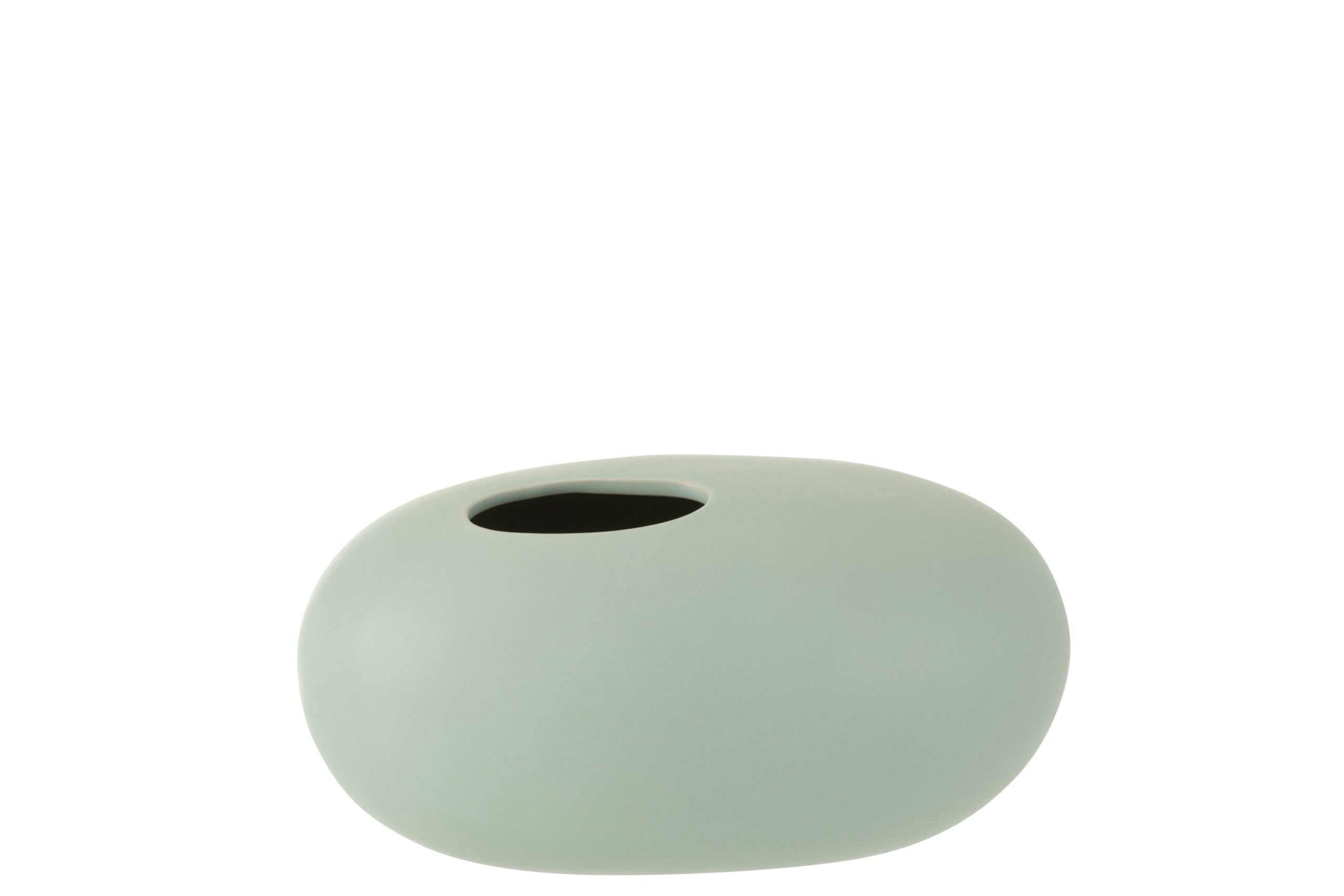 Vase ovale ceramique vert pastel large