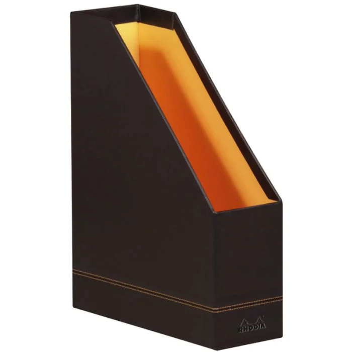 Porte-revues en simili cuir - Dos de 100 mm - Noir RHODIA