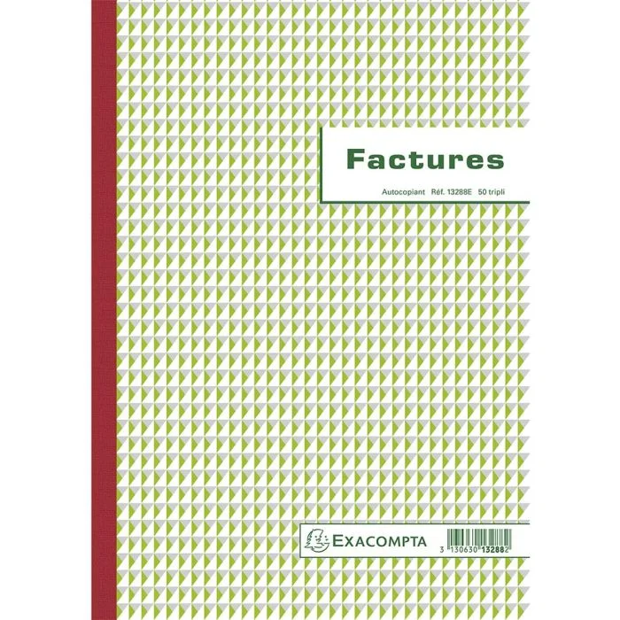 Carnet de FACTURE sans TVA autocopiant Tripli - 297 x 210 mm EXACOMPTA