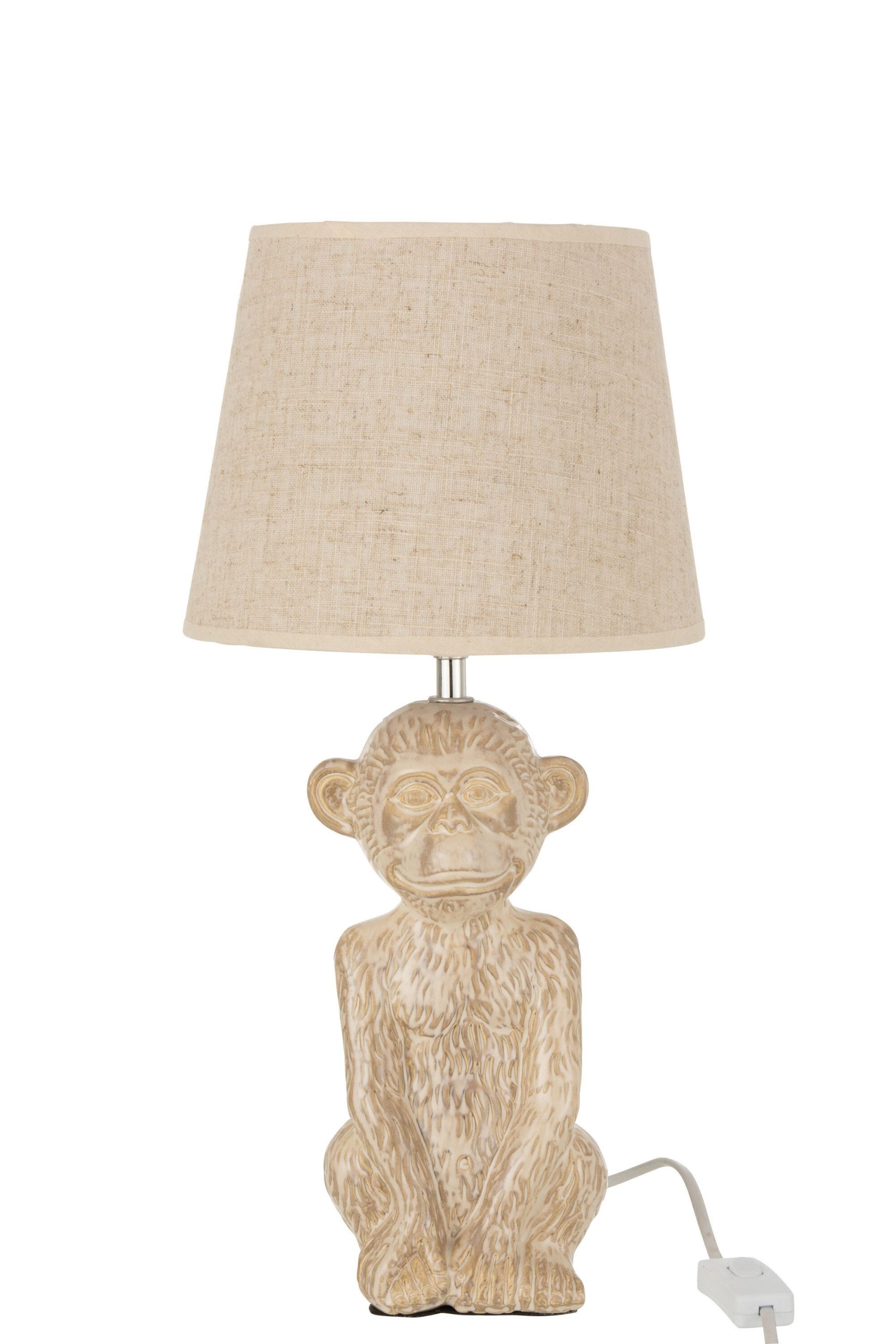 Lampe singe ciment/textile beige/beige