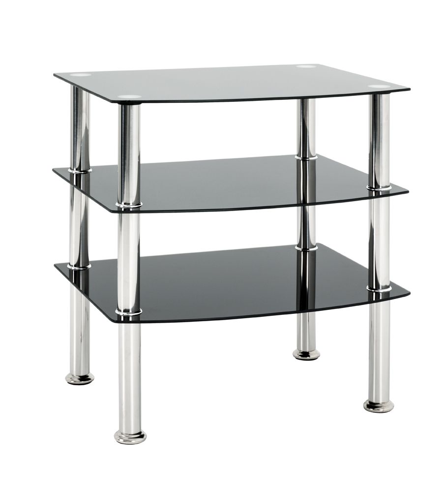 Table d'appoint avec plateau en verre noir - capacité de charge de 10 kg