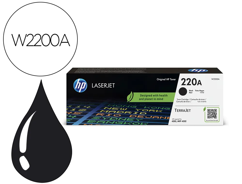 Toner hp original w2200a 220a 2000p coloris noir