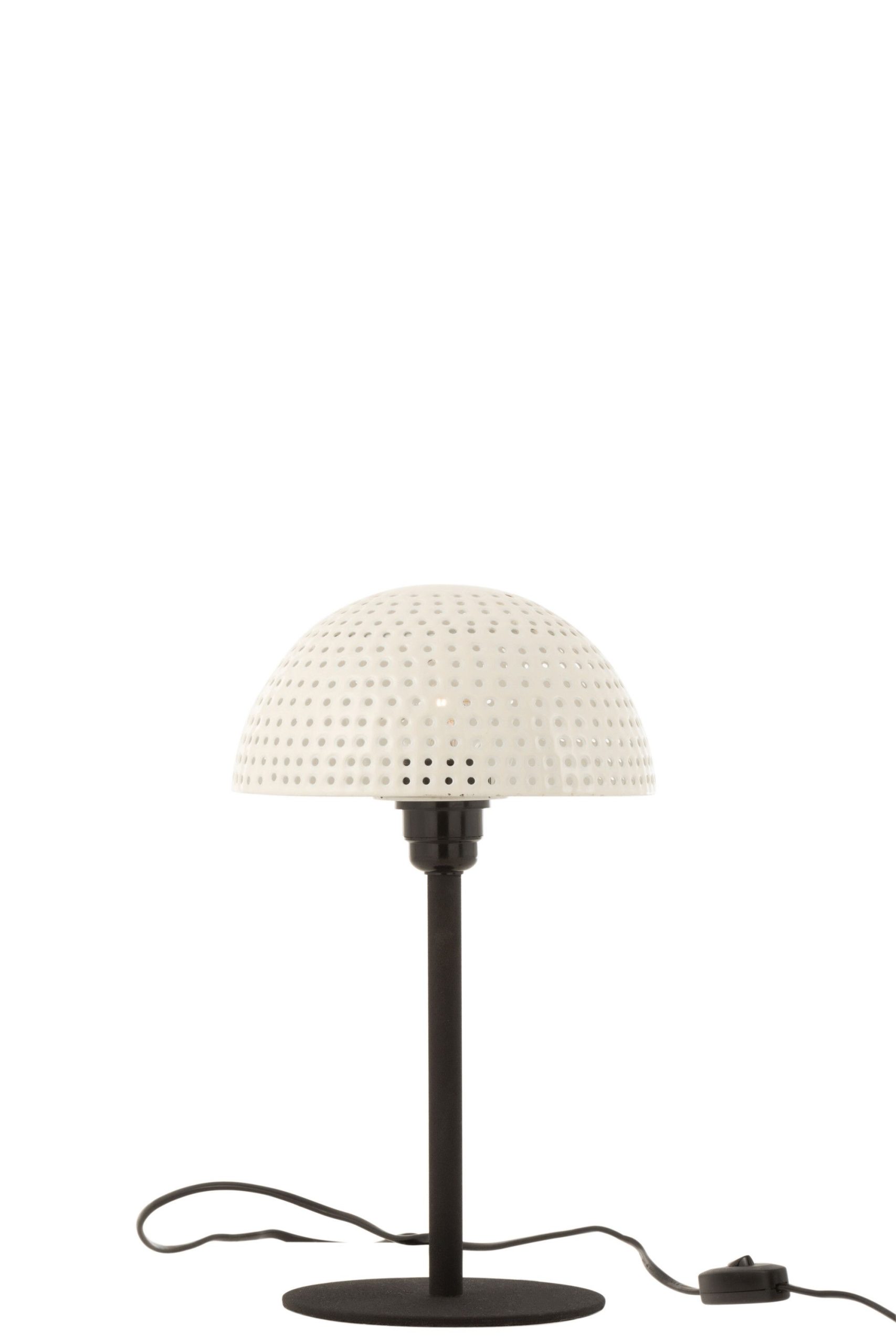 Lampe champignon boules metal brillant blanc/noir small