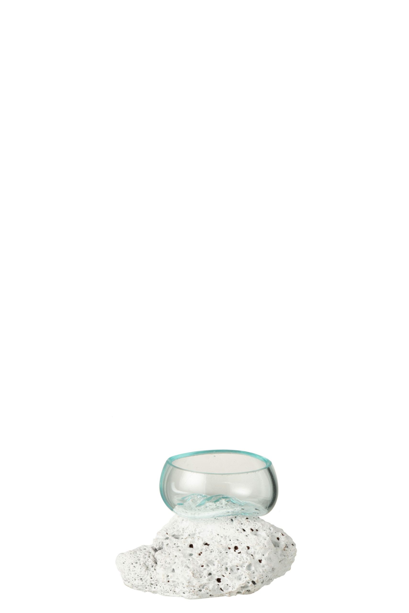Vase sur pied pierre de lave/verre recyclé blanc/transparent extra small
