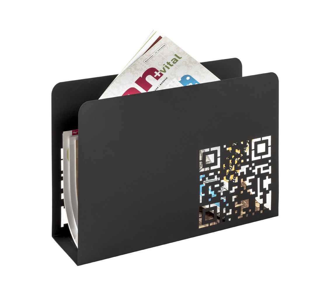Porte-revues | 35 x 10 x 26 cm | Noir, design QR code