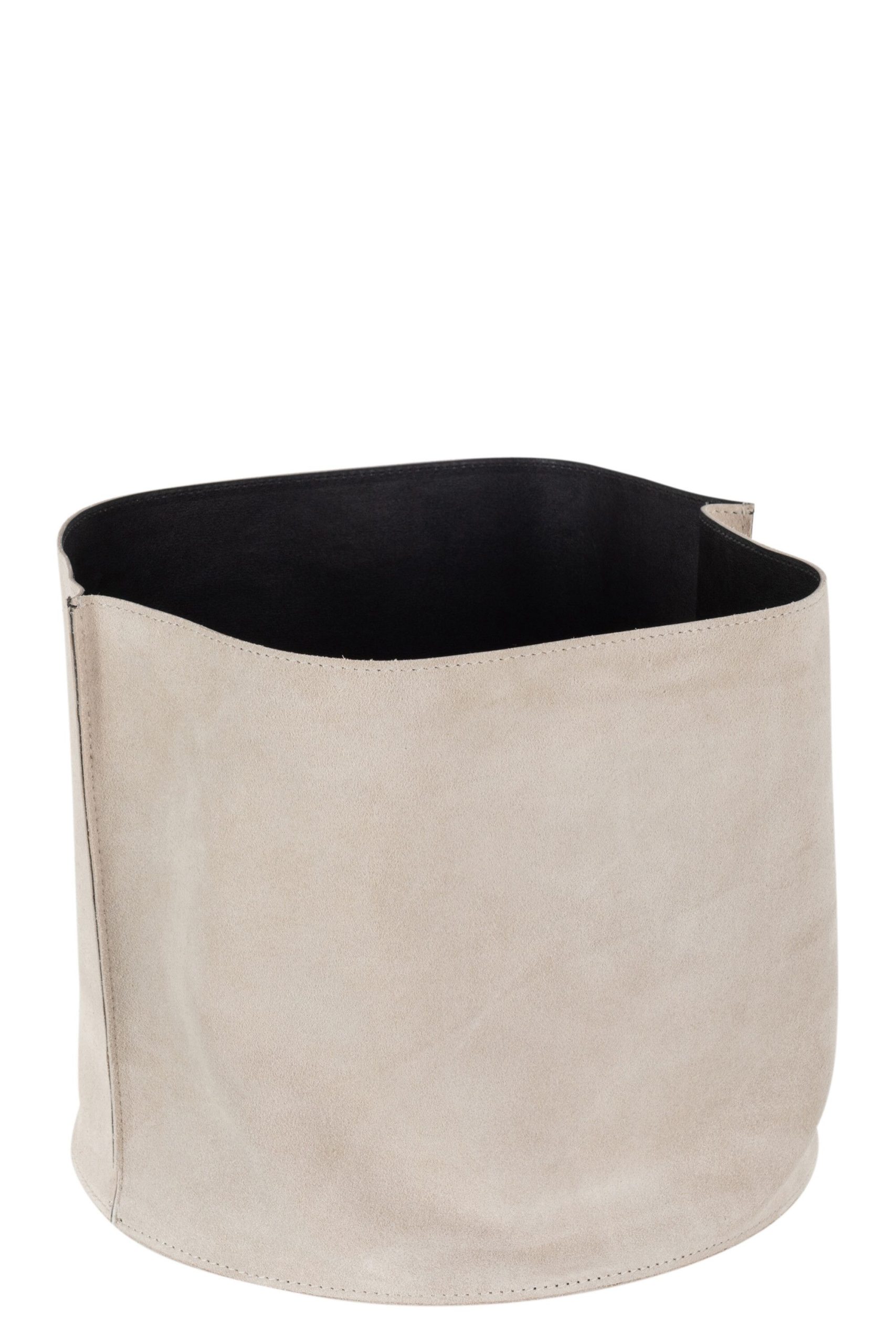 Panier de rangement rond bas cuir beige
