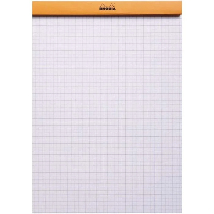 Bloc-Notes quadrillé - 210 x 297 mm A4 RHODIA N°18 Couverture Orange