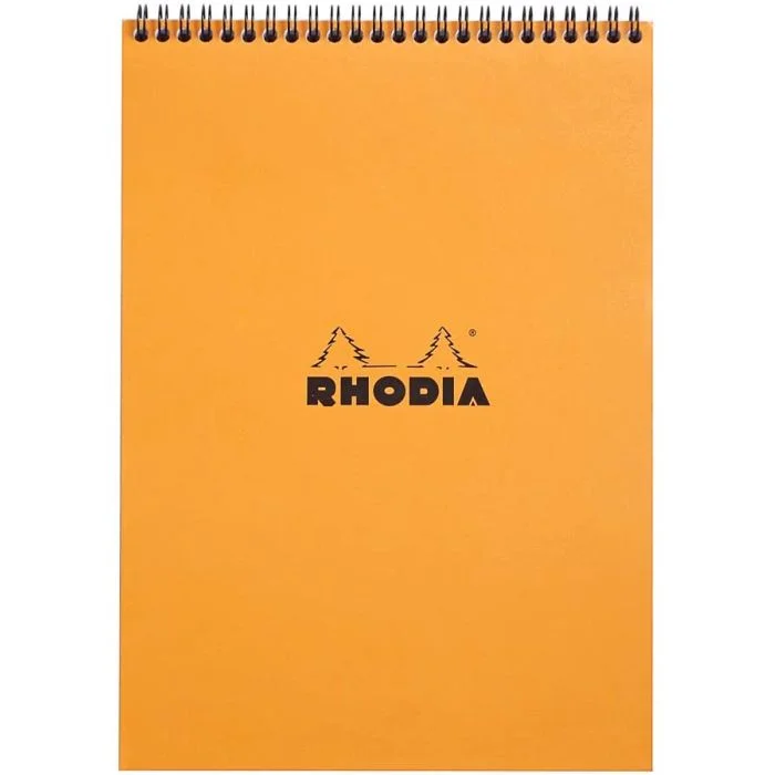 Bloc Notes quadrillé à spirale - 210 x 297 mm A4 RHODIA Couverture Orange