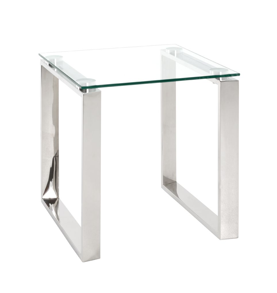 Table d'appoint Bella - 42x42x45 cm - Acier/verre de sécurité