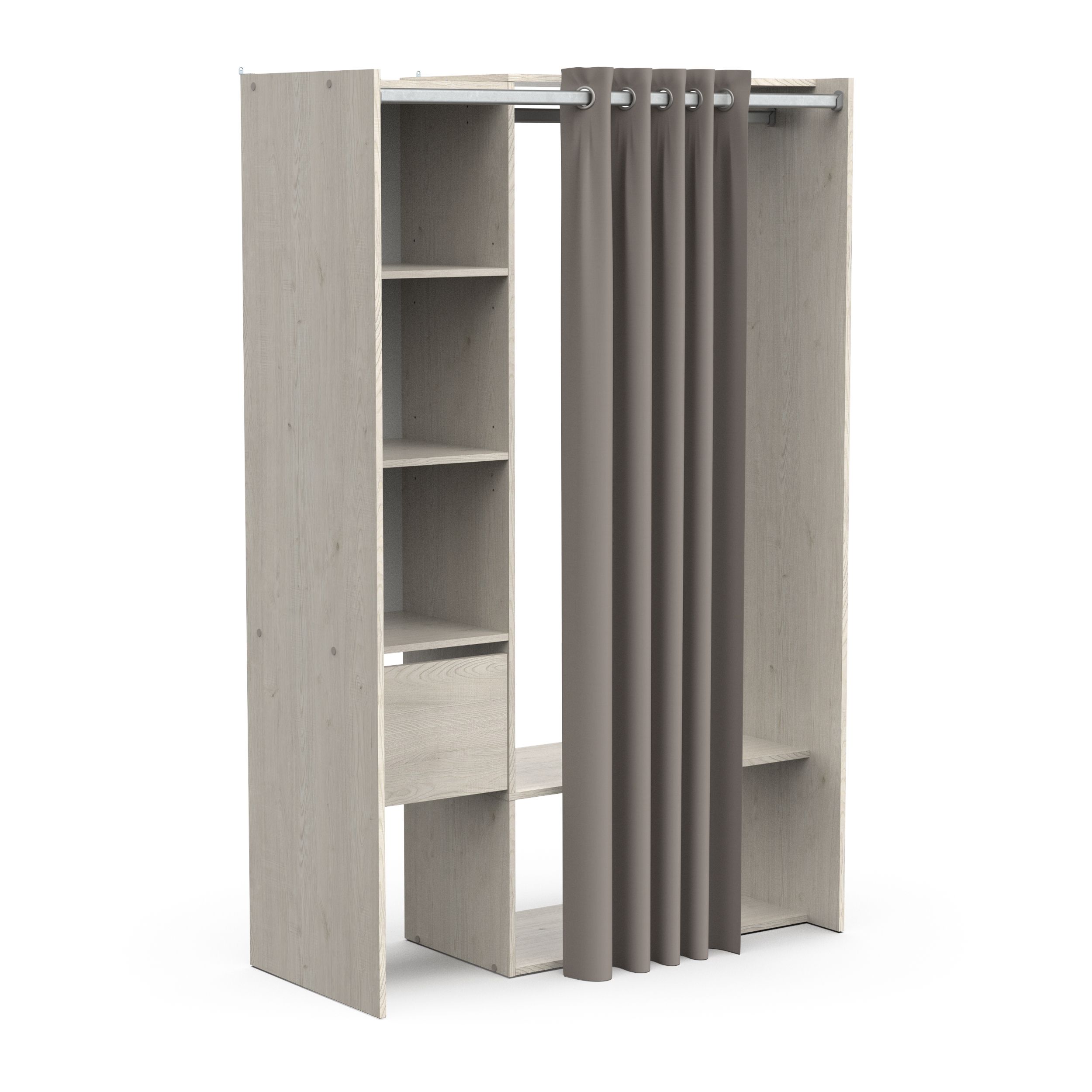 Vestiaire Flower | Avec rideau | 119,1 x 49,9 x 183 cm | Gris