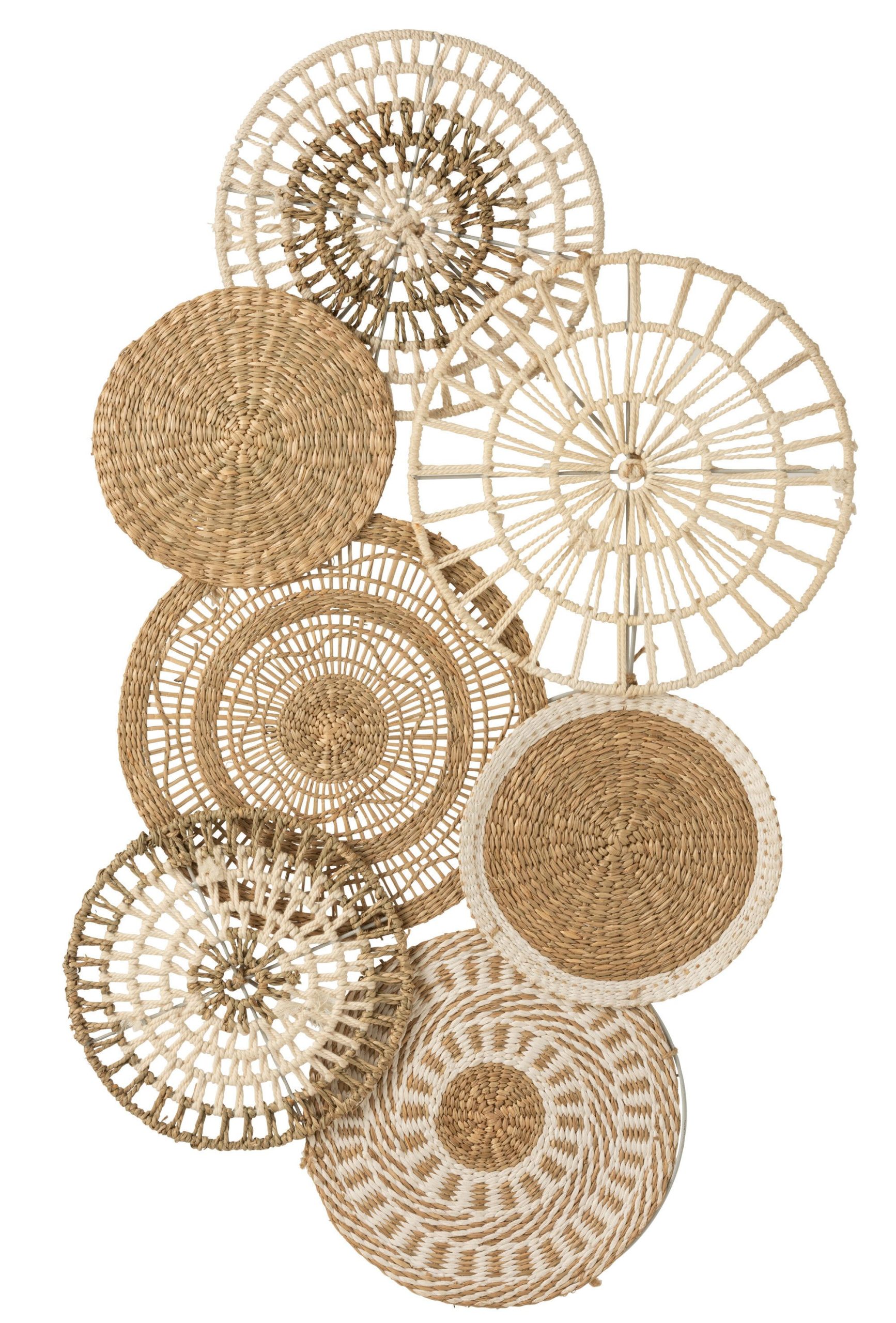 Decoration murale cercles zostere/coton naturel/blanc