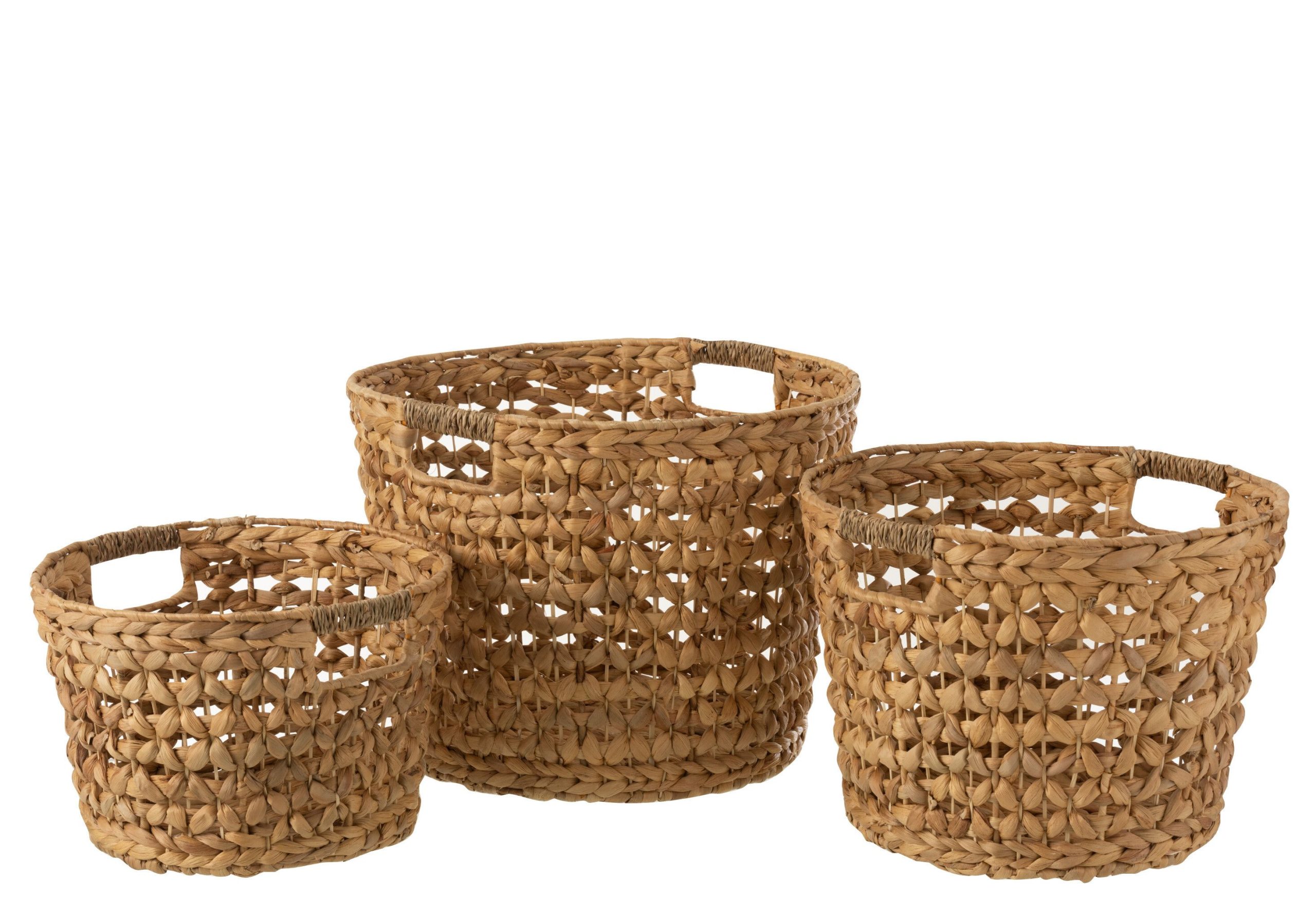 Set de 3 paniers jacinthe d'eau naturel