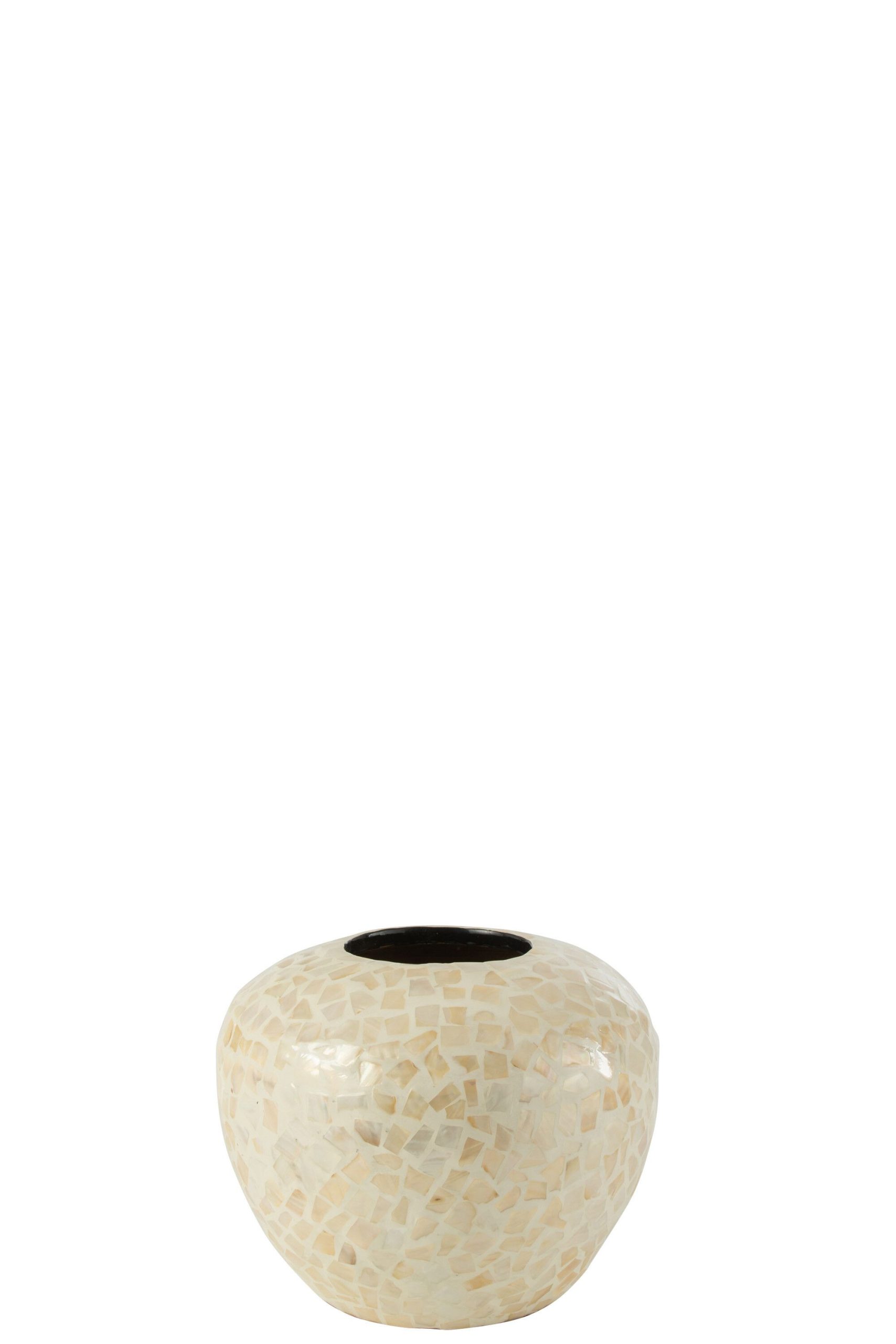 Vase nuye boule mosaique/bambou ivoire