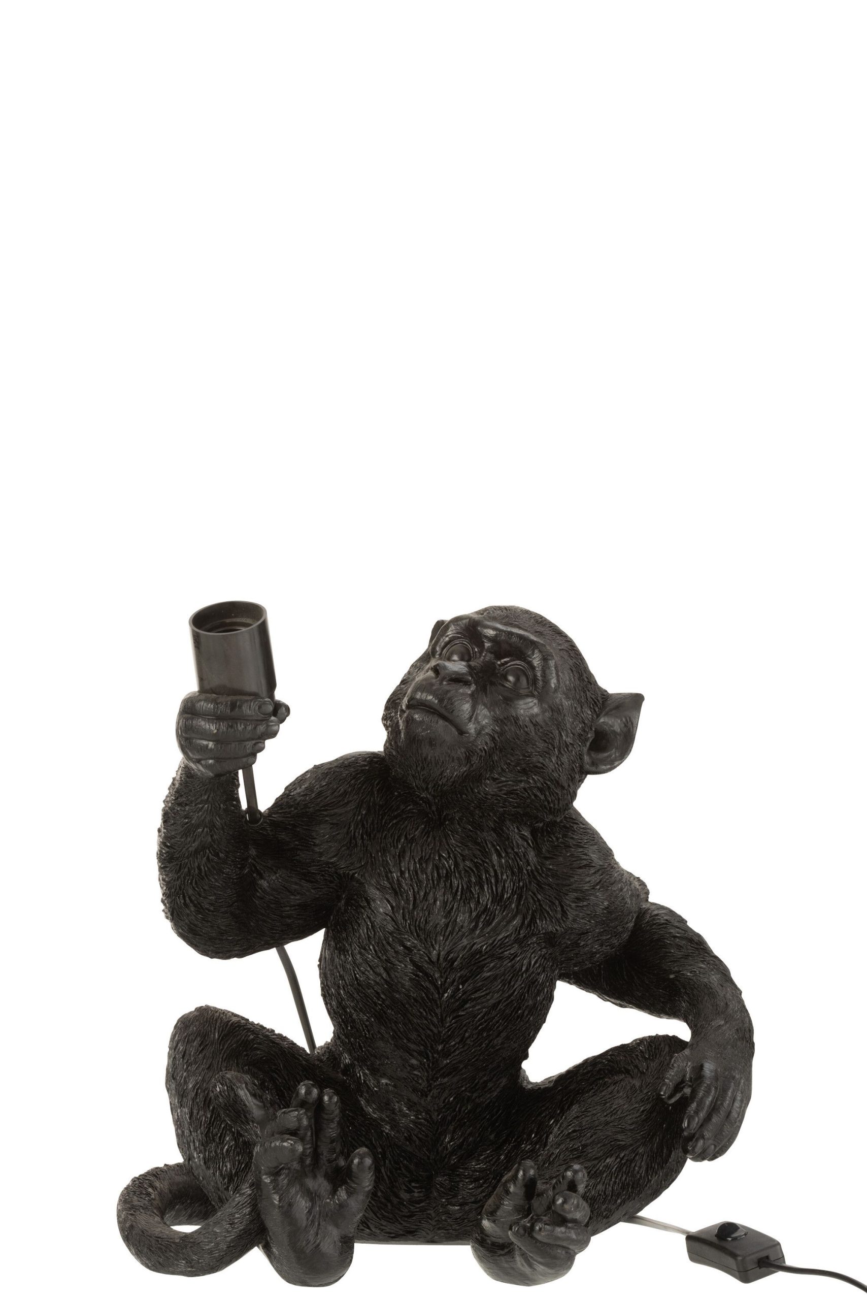 Lampe singe assis resine noir