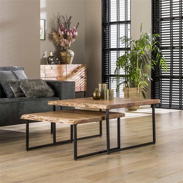 Set de 2 tables basses Erica-acacia massif