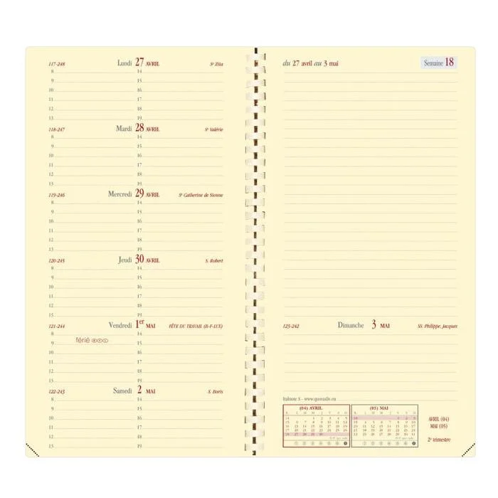Agenda de poche 2026 Spirale - 88 x 170 mm QUO VADIS Italnote S