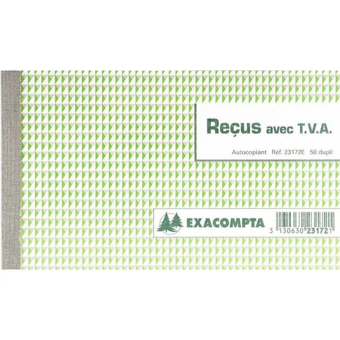 REÇUS avec TVA Carnet autocopiant Dupli - 105 x 180 mm Exacompta