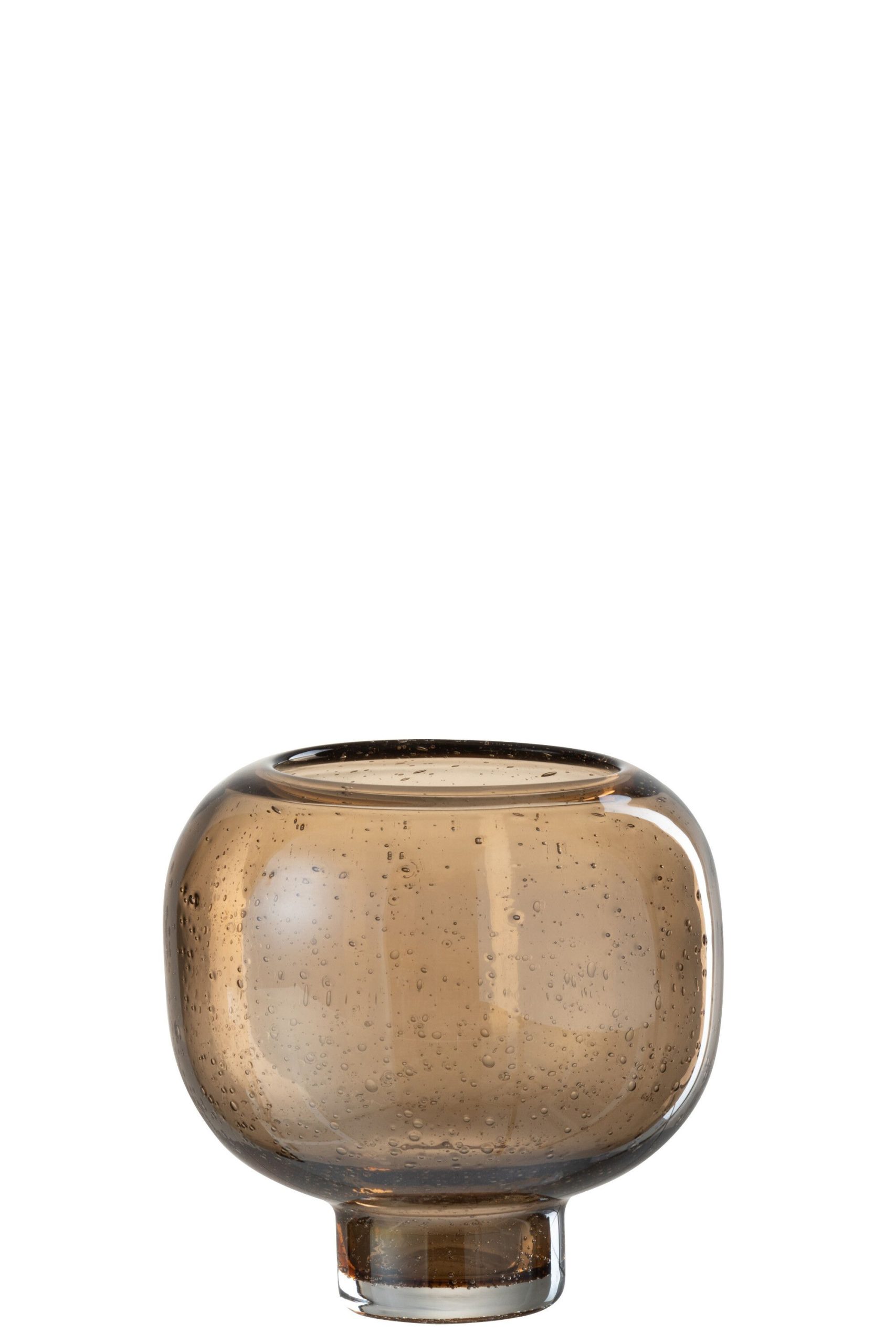 Vase sur pied rond verre ambre small