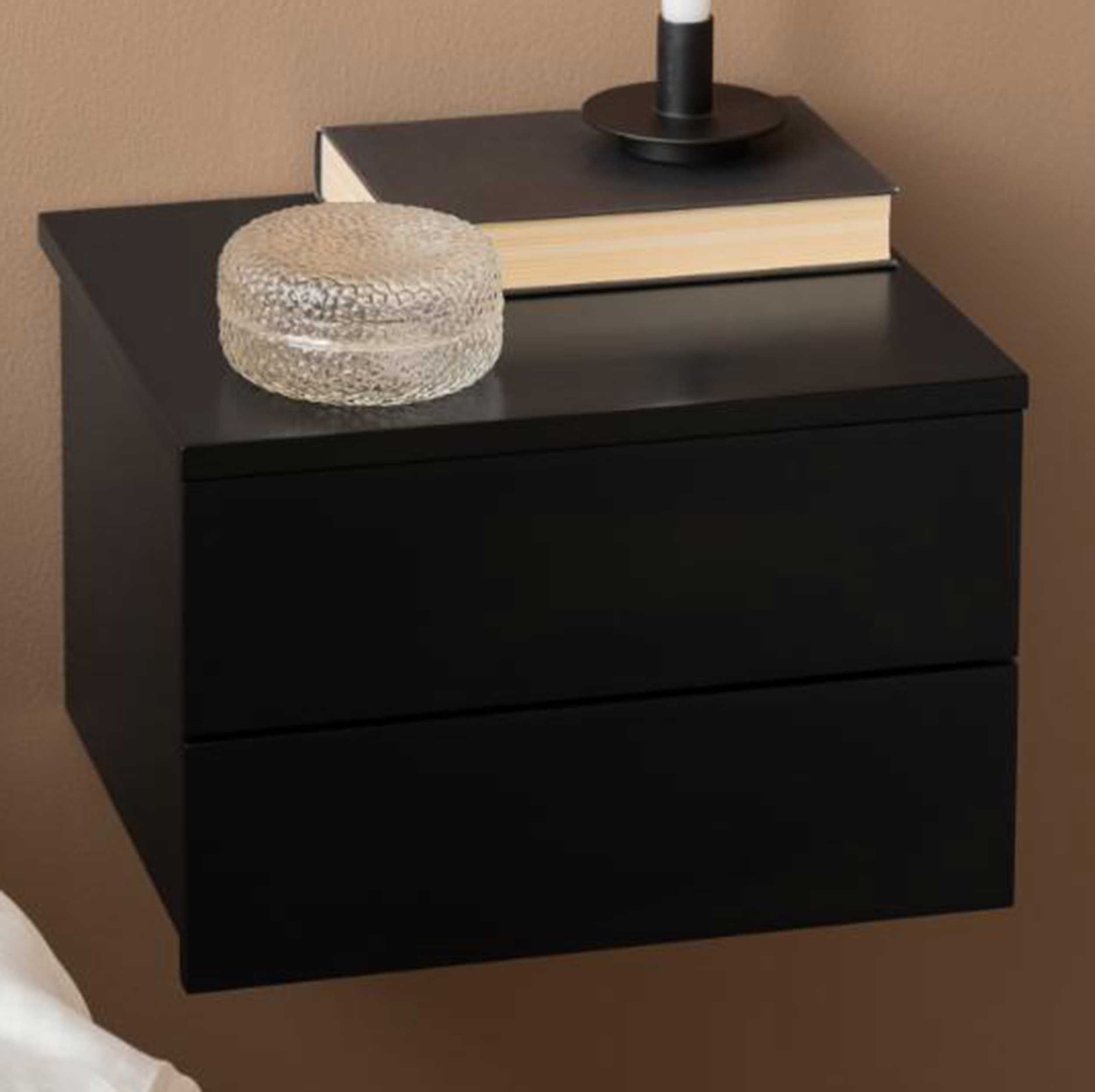 Table de chevet Avignon avec 2 tiroirs - noir