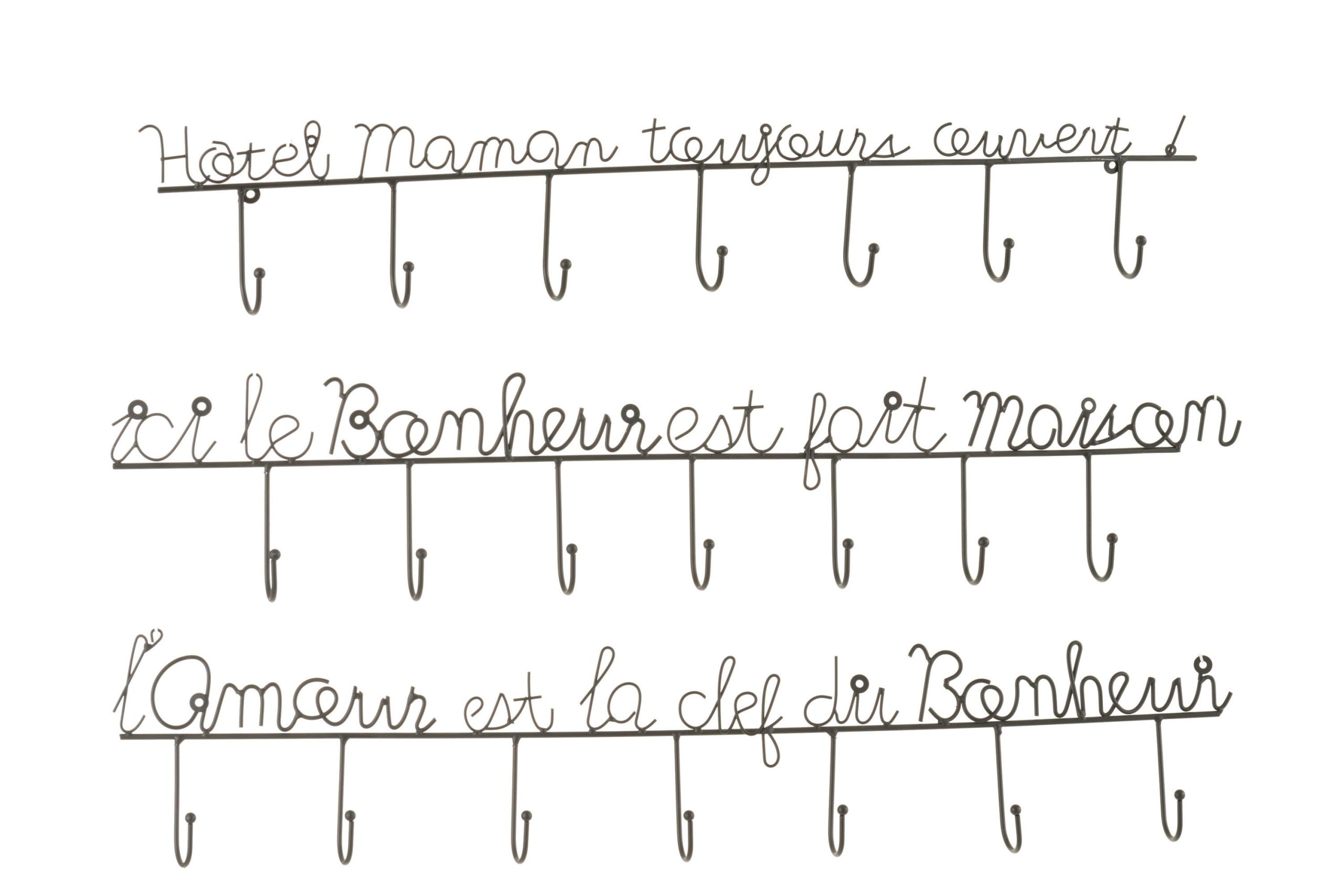 Supsension murale phrase metal noir large assortiment de 3