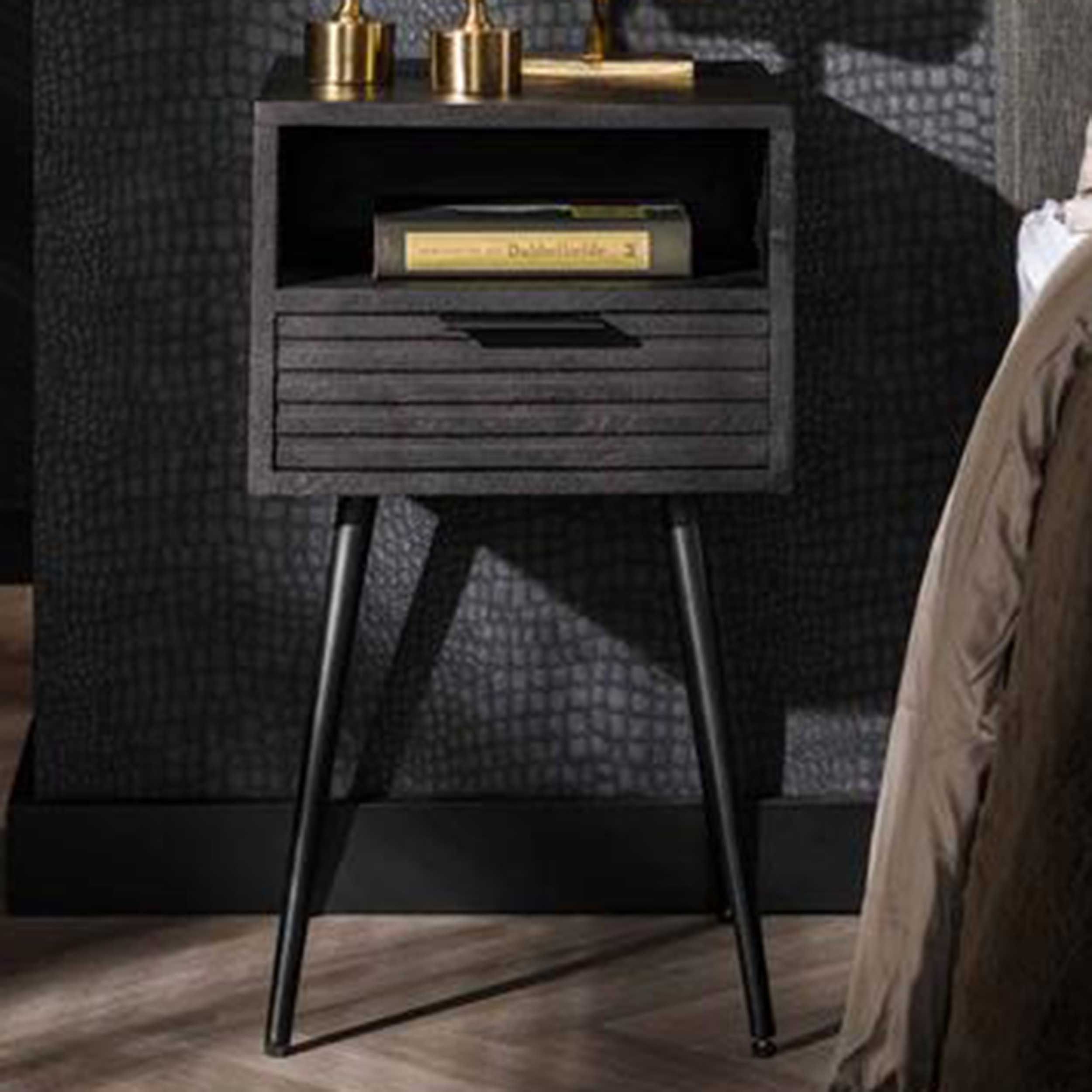 Table de chevet Marnie - bois de manguier noir