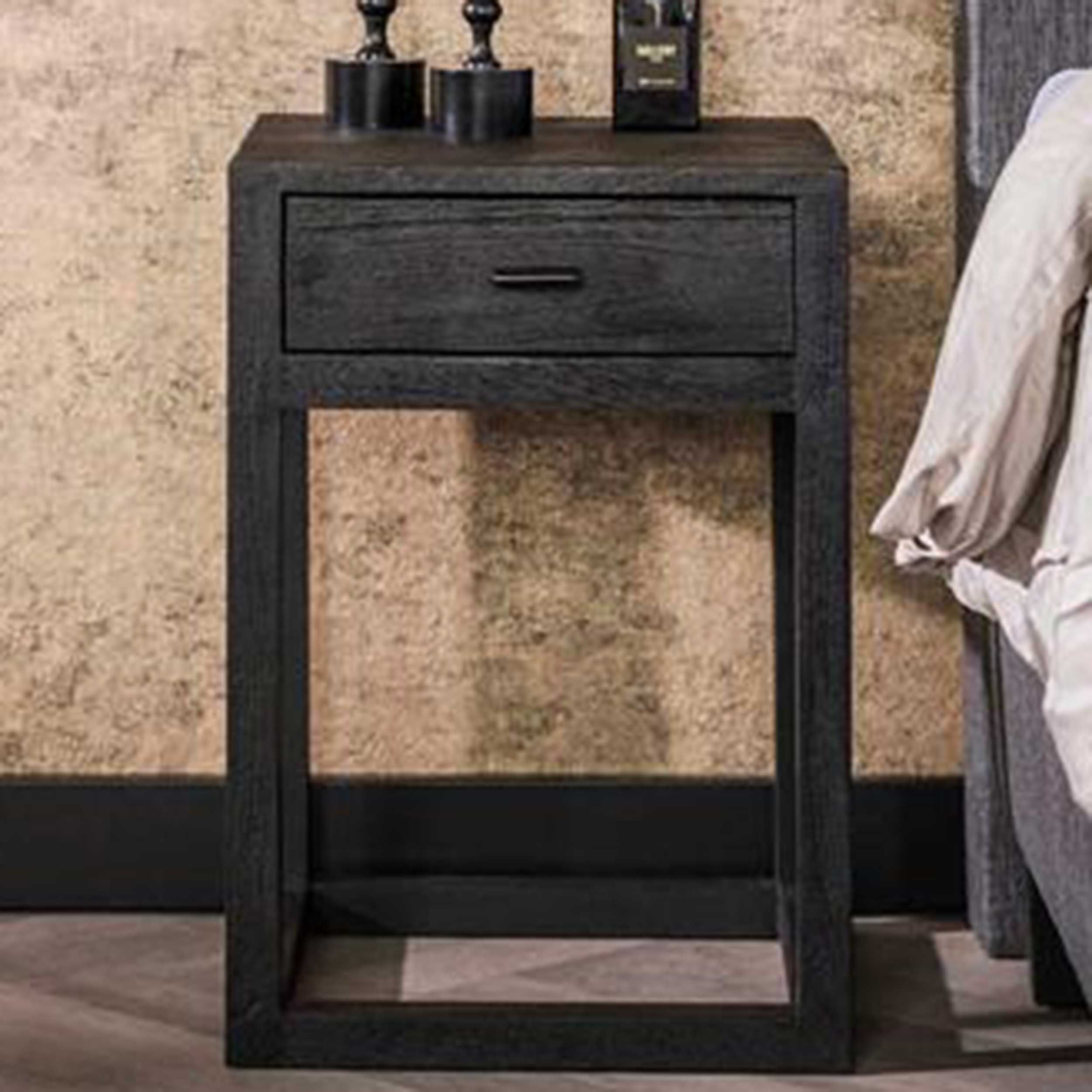 Table de chevet Sequilla-acacia massif noir