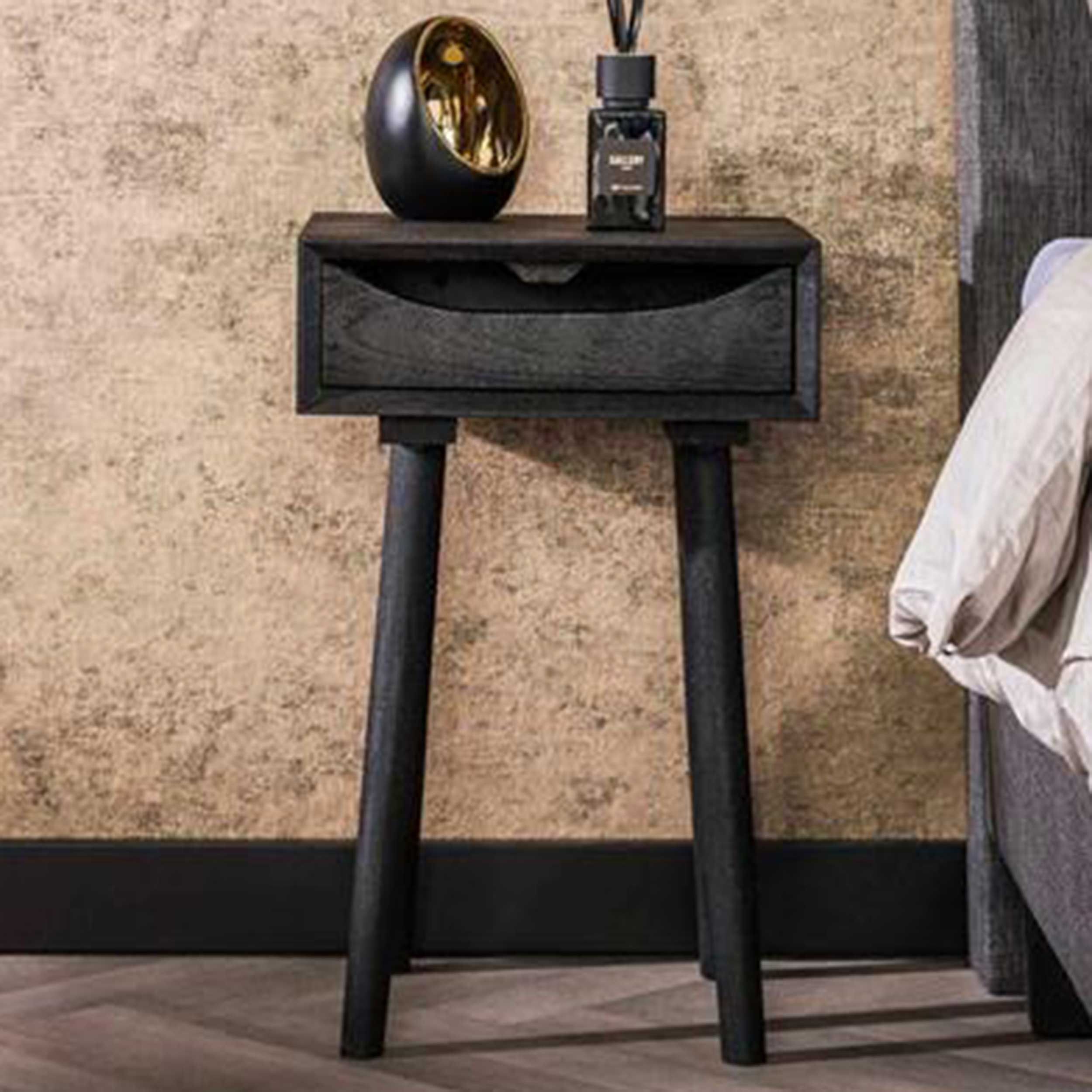 Table de chevet Clémentine-acacia massif noir