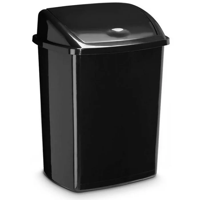 Poubelle avec couvercle à trappe basculante - 50 litres - Noir CEP
