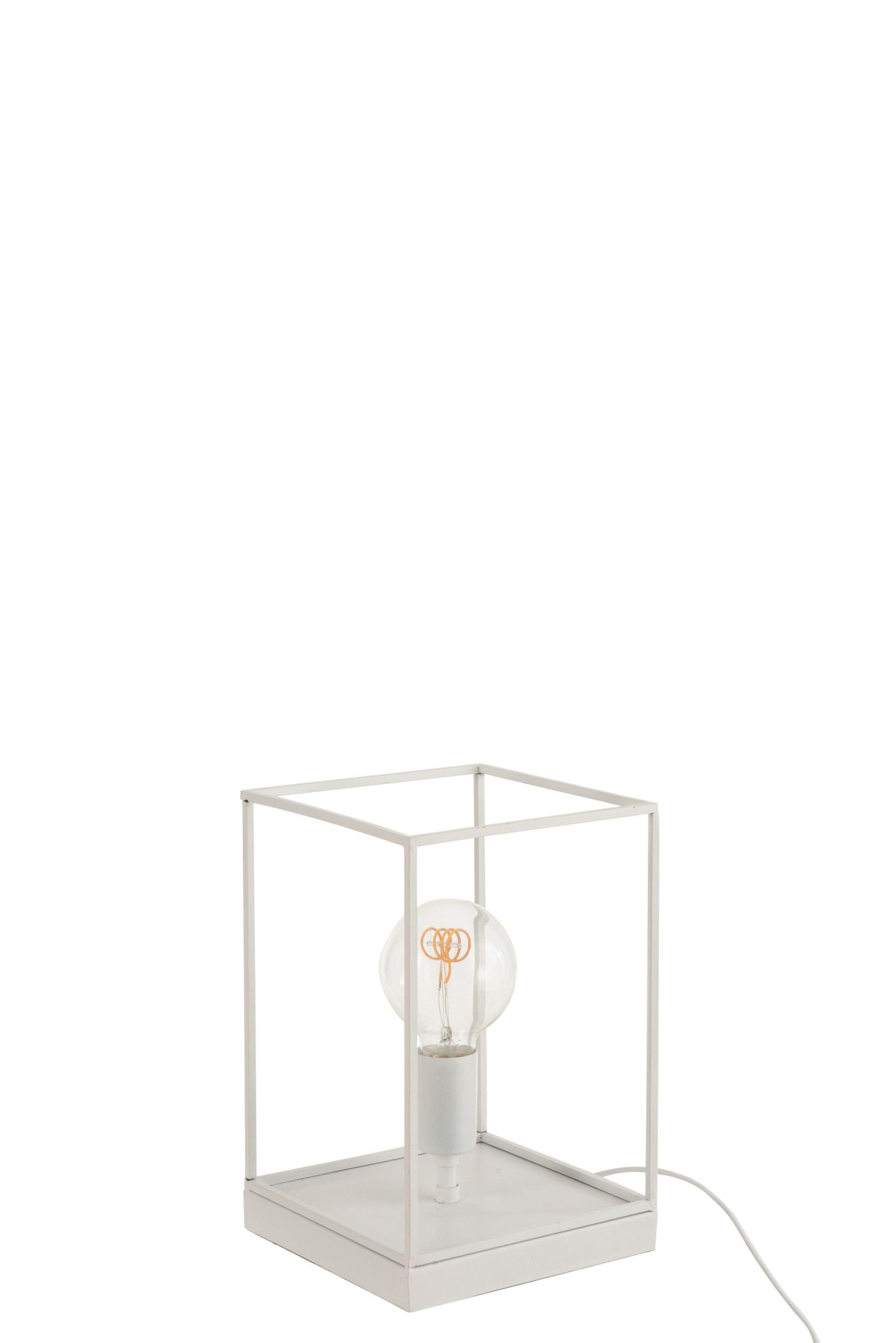 Lampe 1 ampoule rectangulaire cadre metal blanc small