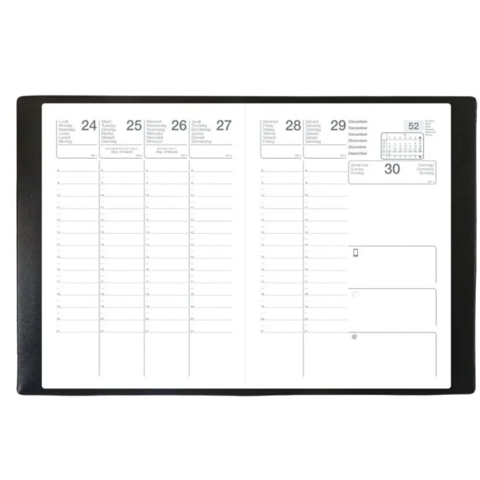Agenda Semainier 2026 - 160 x 240 mm - Noir QUO VADIS Olympe