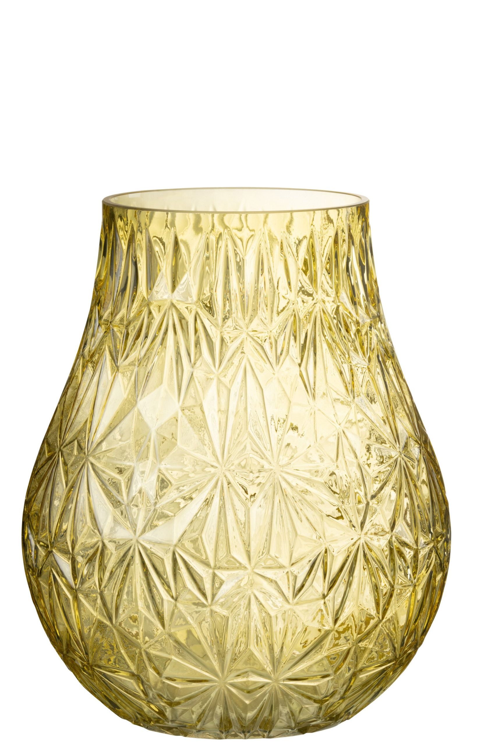 Vase nox taille verre jaune large