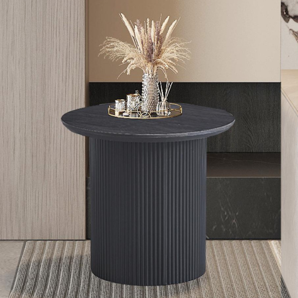 Table basse ronde 'Lagos' brun foncé 50x50 cm