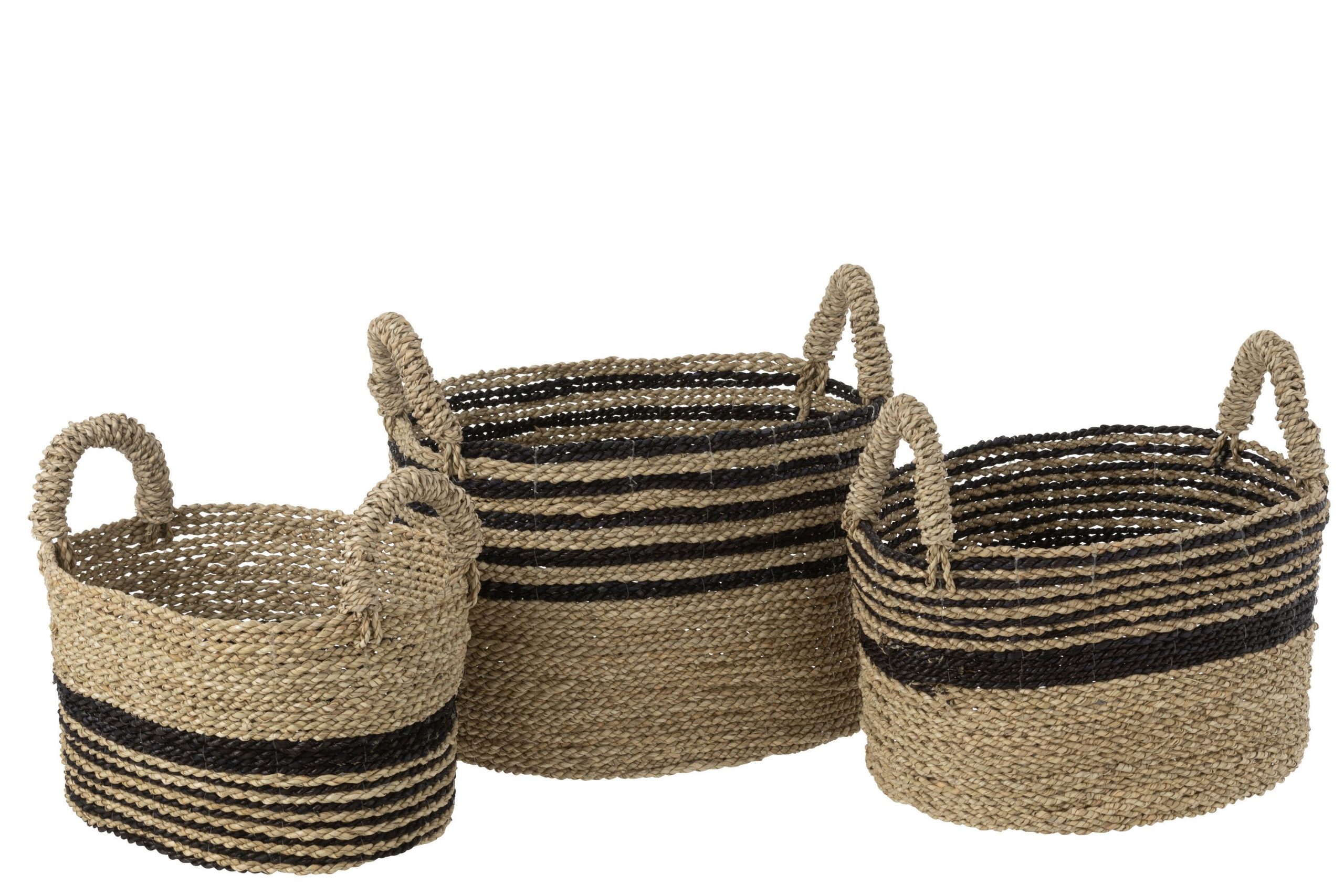 Set 3 panier aline raffia noir/naturel