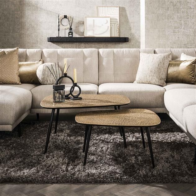 Ensemble de 2 tables basses Marjorie - bronze antique et or