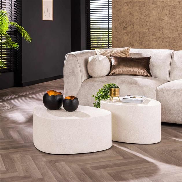 Ensemble de 2 tables basses Stella-marbre composite