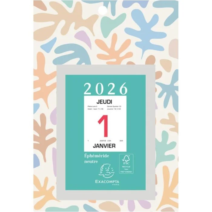Bloc éphéméride 2026 - 134 x 98 mm EXACOMPTA Fond en Carton