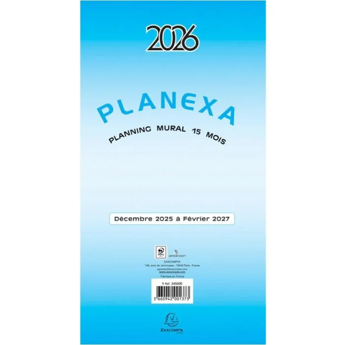 Calendrier mural dépliant 2026 - Planexa EXACOMPTA