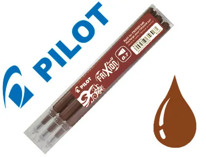 Recharge roller pilot frixion clicker écriture moyenne 0.5mm encre effaçable coloris marron set de 3 unités