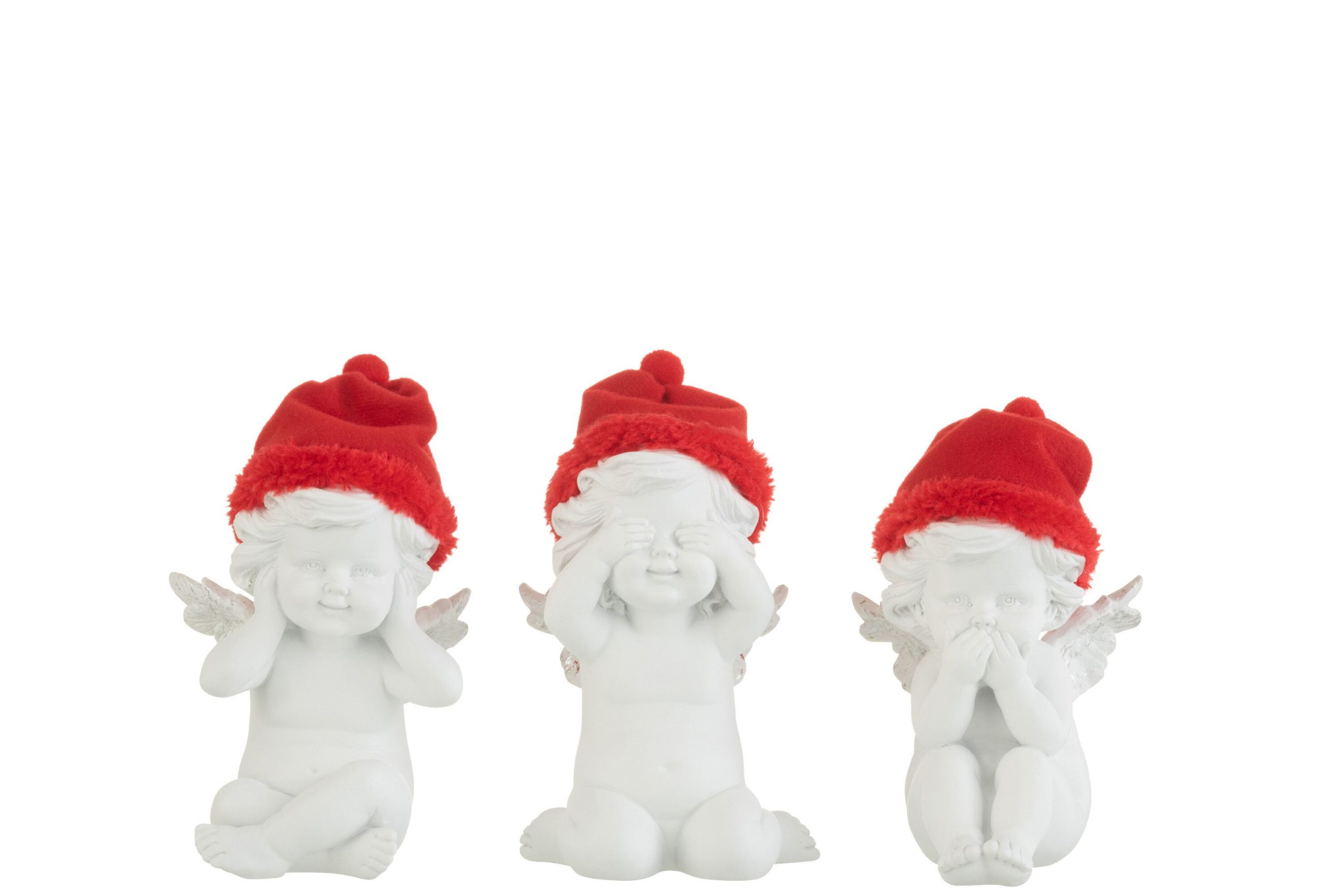 Ange voir/entendre/se taire chapeau rouge/blanc small assortiment de 3