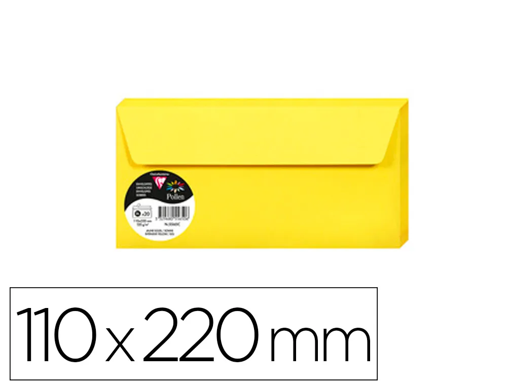 Enveloppe visite clairefontaine pollen 110x220mm 120g coloris soleil étui 20 unités