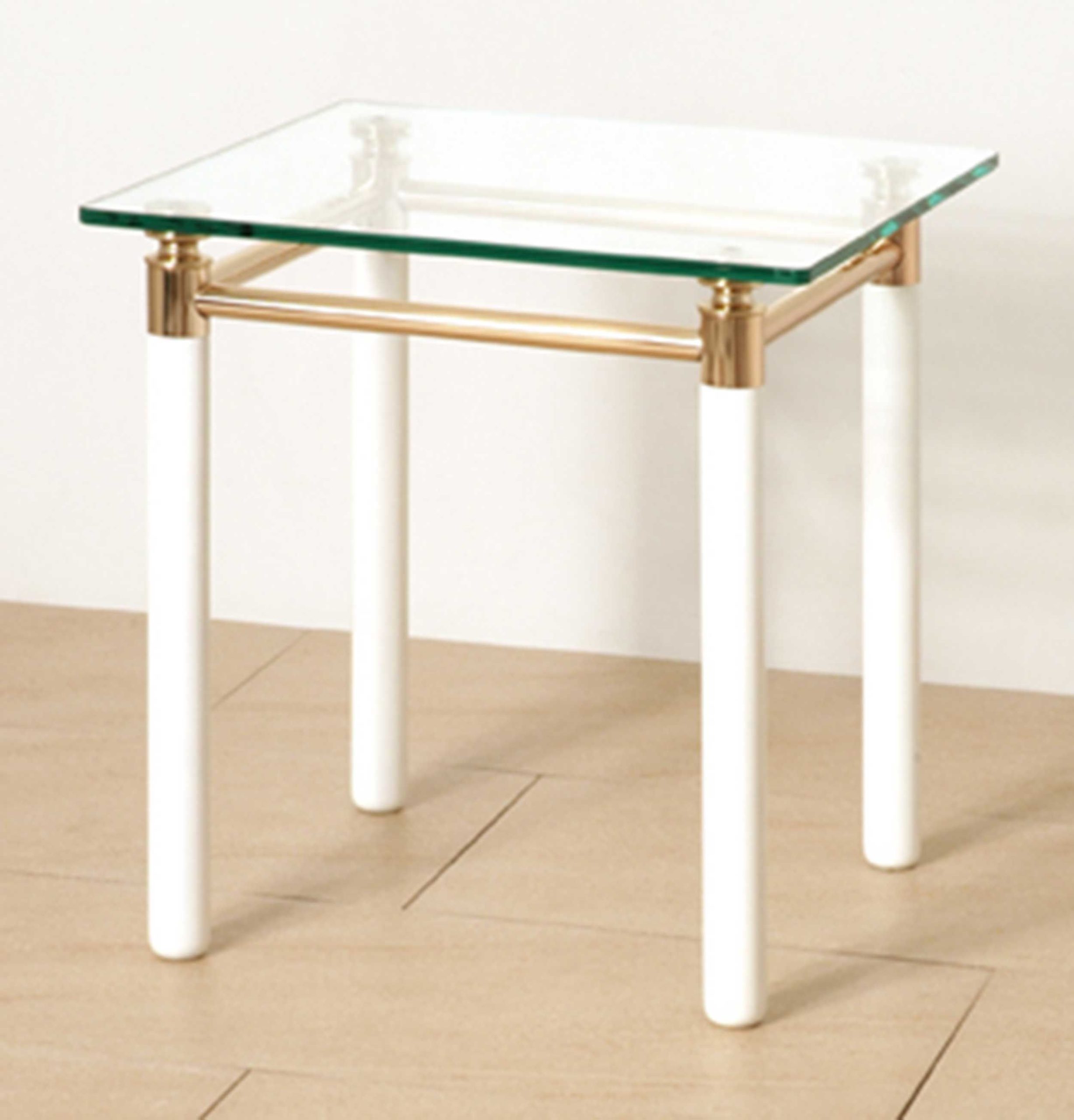 Table d'appoint | 42 x 42 x 44 cm | Blanc-or