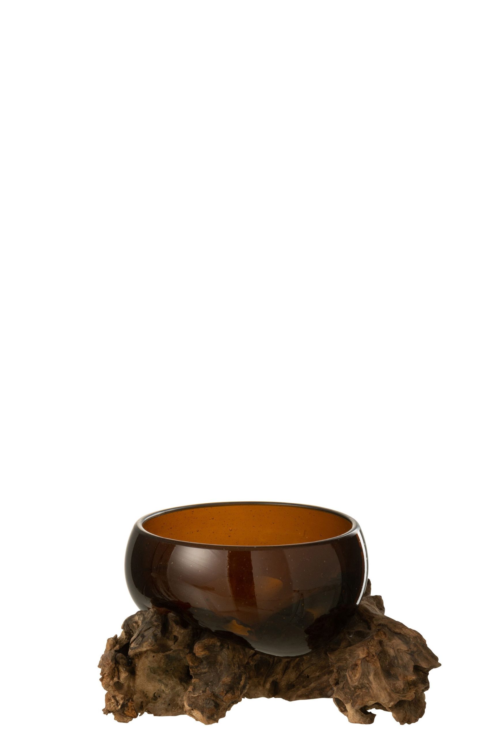 Vase sur pied gamal bois/verre recyclé naturel/brun small