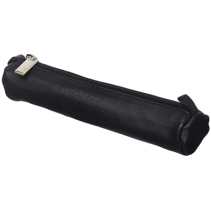 Trousse ronde pour stylos en Cuir Noir ALASSIO